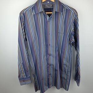 Visconti Uomo Men's Multicolor Striped Button Down Shirt